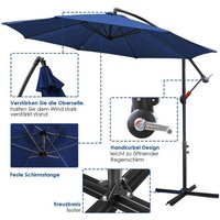 SWANEW Sonnenschirm Sonnenschirm 300/350cm LED Solar Handkurbel Gartenschirm Strandschirm