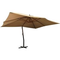 vidaXL Sonnensegel Ampelschirm mit Holzmast 400x300 cm Taupe